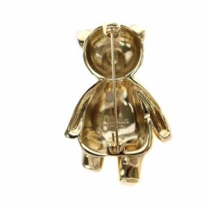 SHINY ブローチ ピンブローチ クマ テディベア ストーン ゴールド色