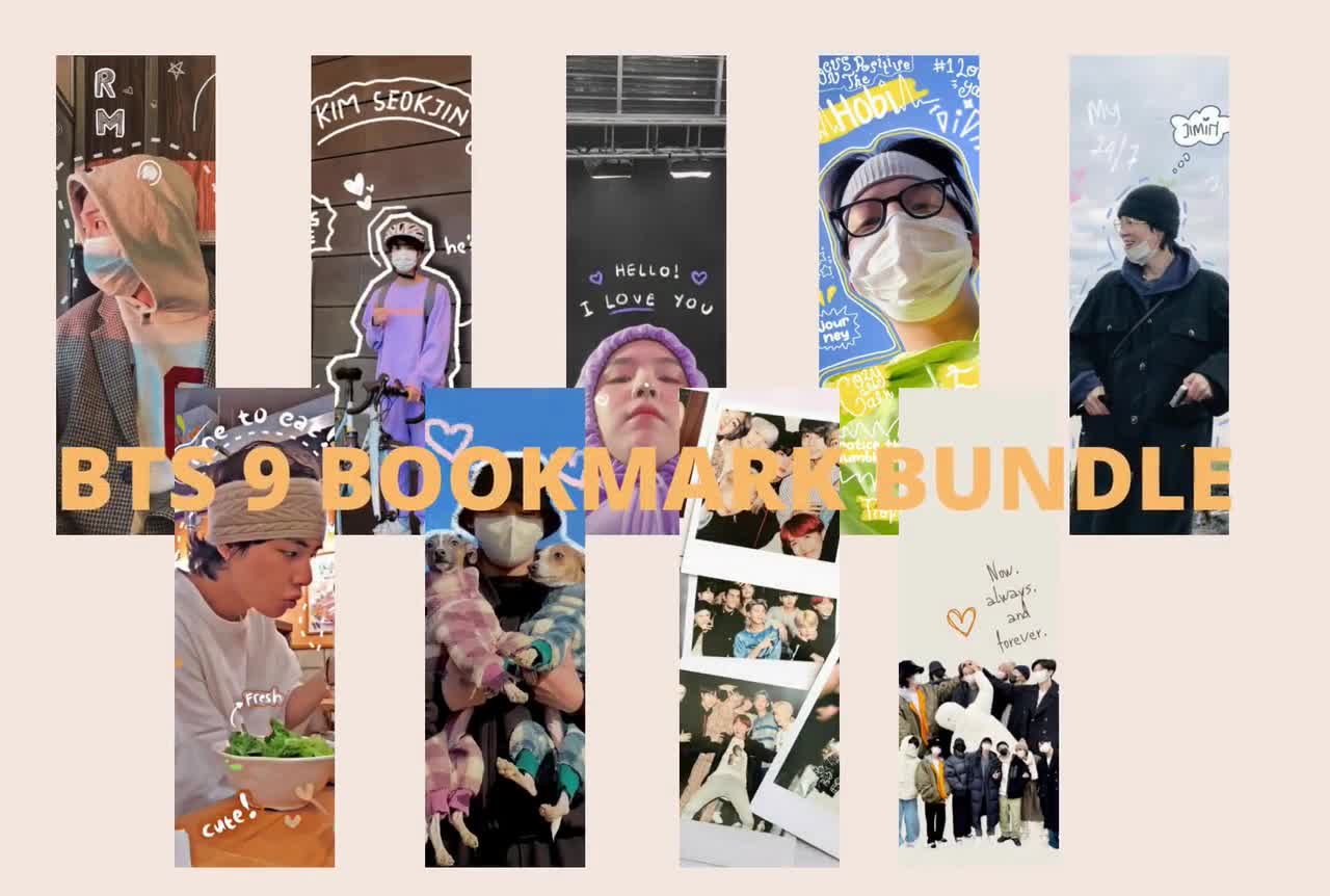 Bangtan Bookmark Bundle | Printable Bookmarks | Set of 9 | 2x6