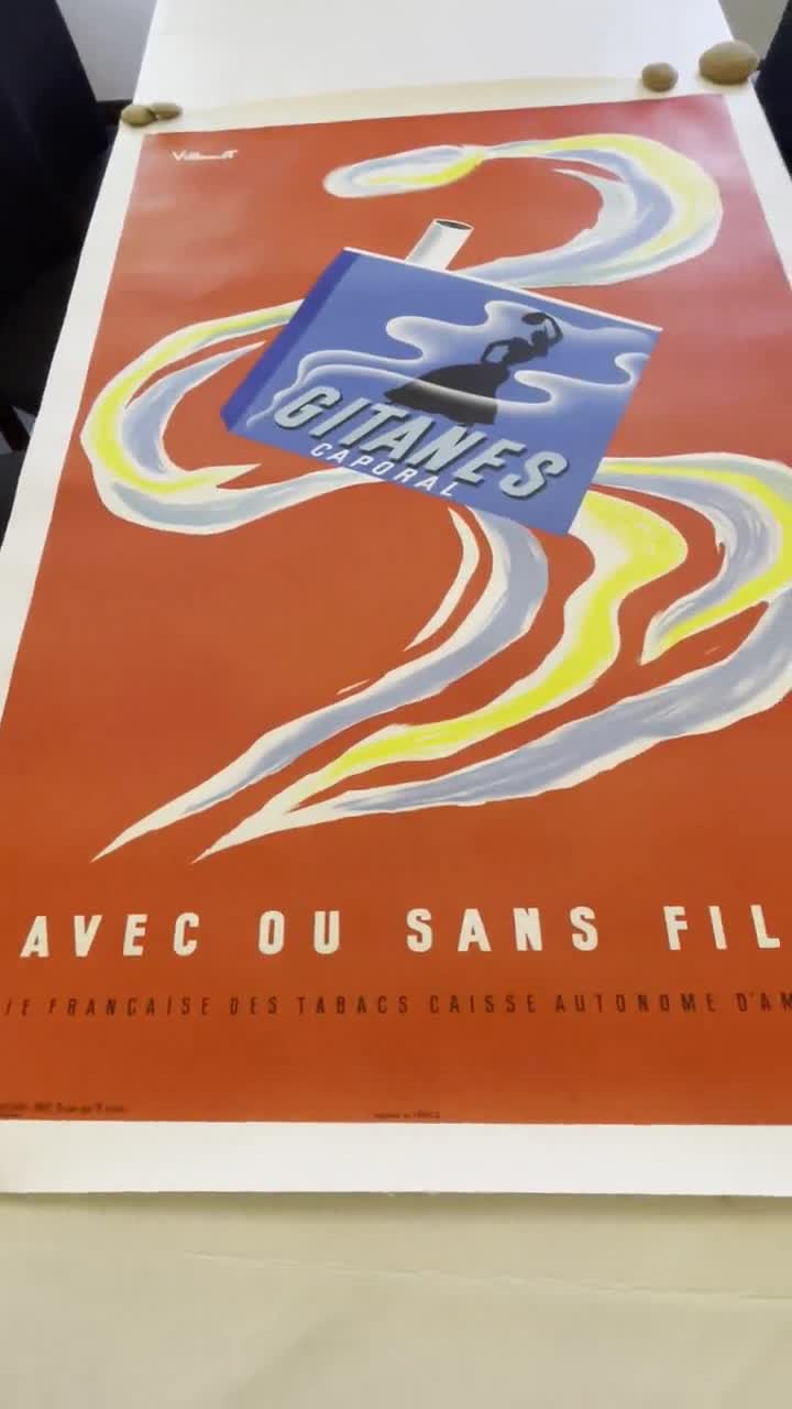 Gitanes by Bernard Villemot 1960s リトポスター Gitanes by Bernard
