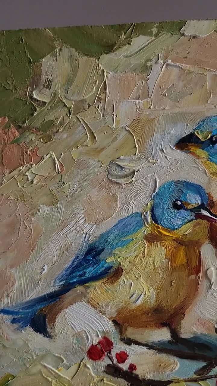 二羽の鳥 絵画 油彩画 油絵 F4 oil painting art 二羽の鳥 絵画 油彩画