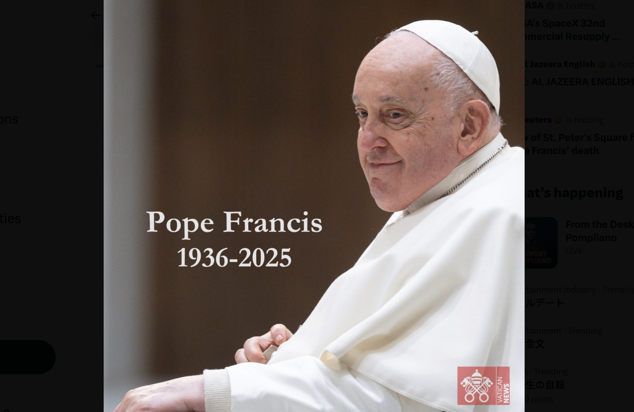 快訊】教宗方濟各過世！享壽88歲梵蒂岡證實安息主懷- 鏡週刊Mirror Media