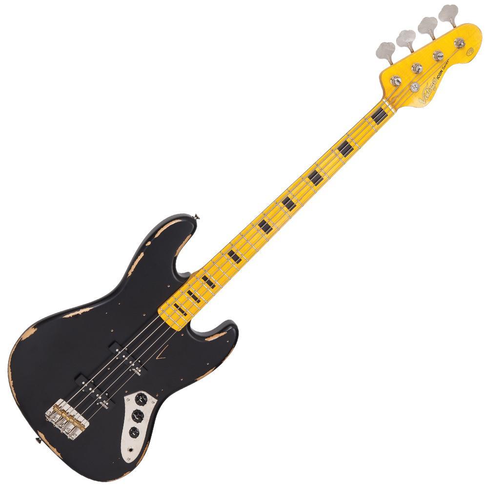 Vintage VJ74 ICON Bass ~ Distressed Black – Vintage Guitars