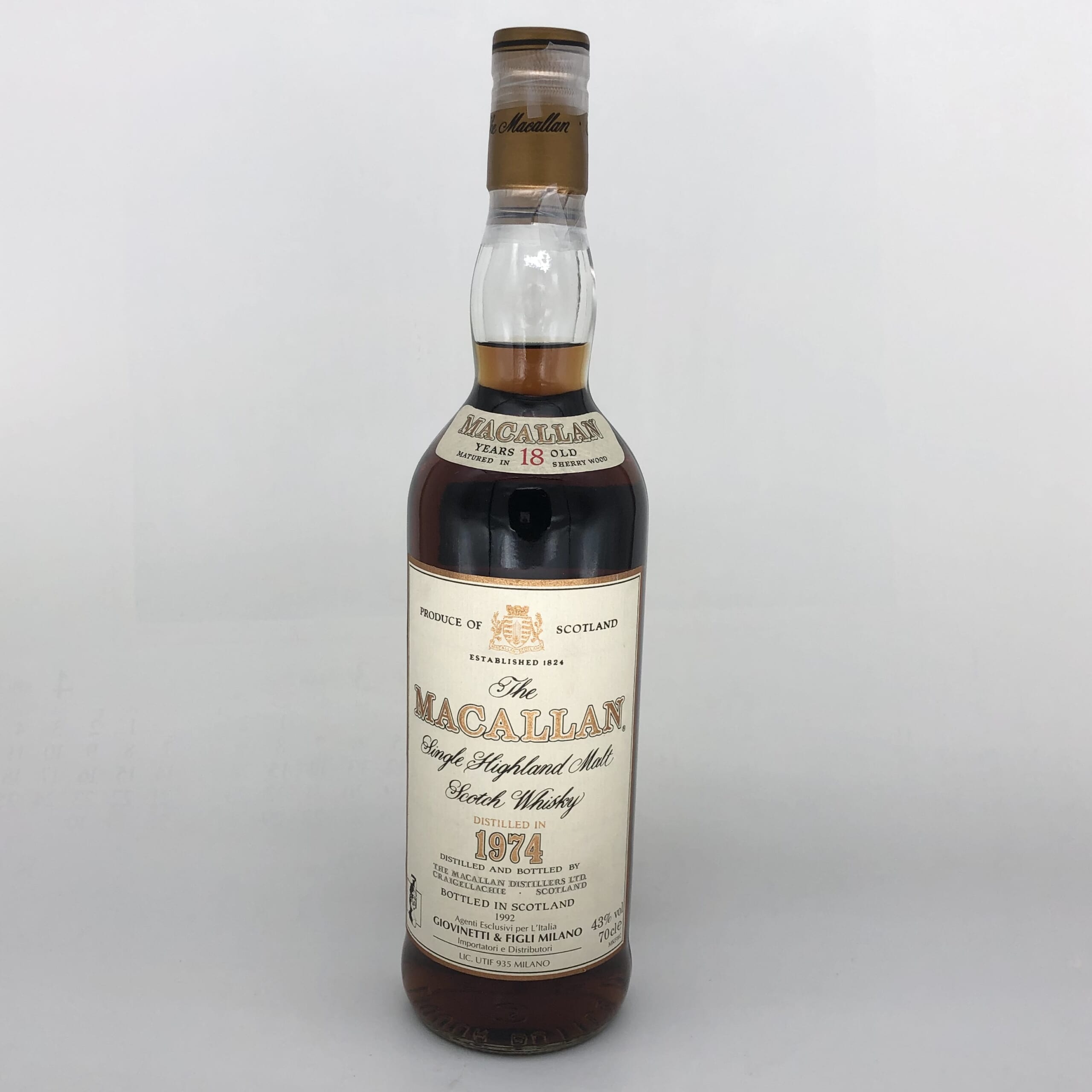 The Macallan 18年 1974年製 シングルモルトウイスキー 空瓶