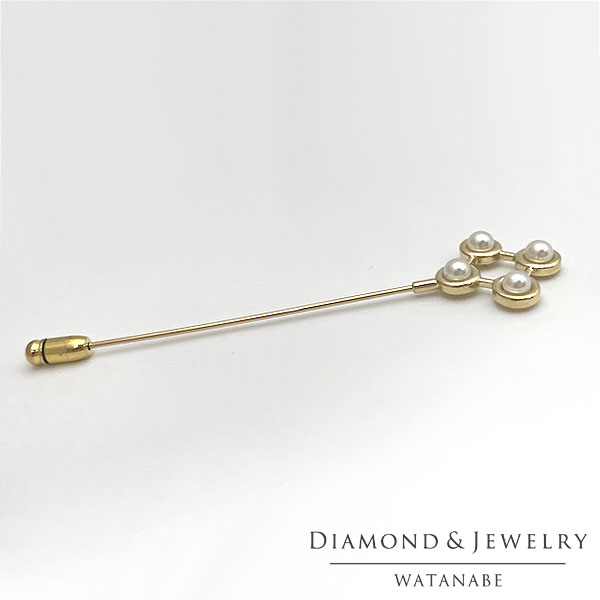 アコヤ本真珠 K14YG(イエローゴールド) ピンブローチ MIKIMOTO 刻印