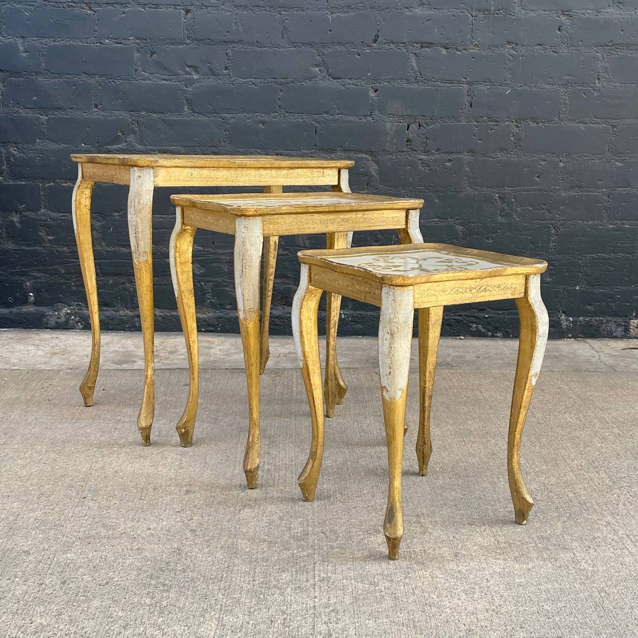 ITALYヴィンテージflorentineフローレンタイン家具ネストテーブル難有