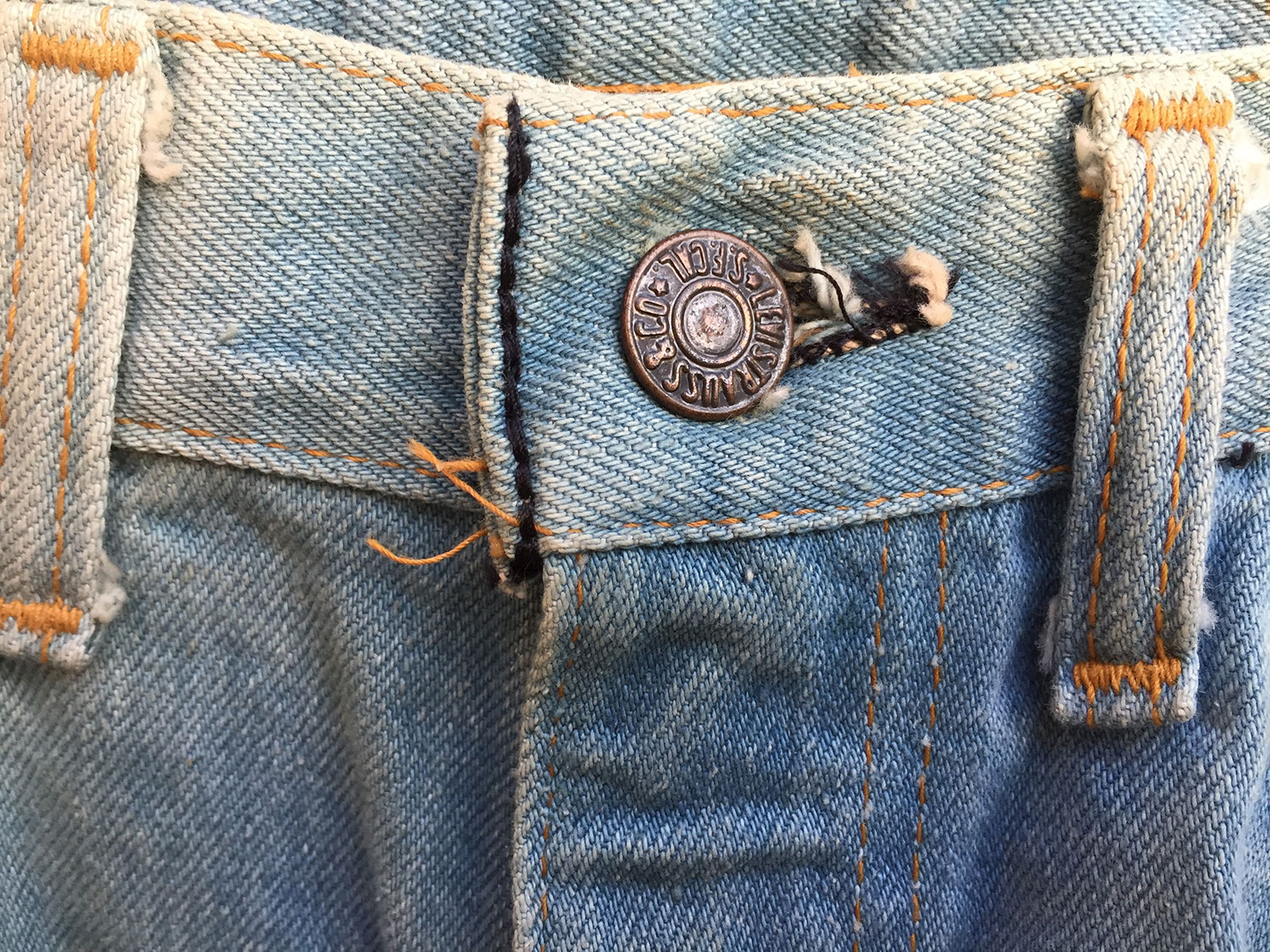 Levis 212 70s BIG Bell Bottom Sky Blue Orange Label Jeans Zodiac's