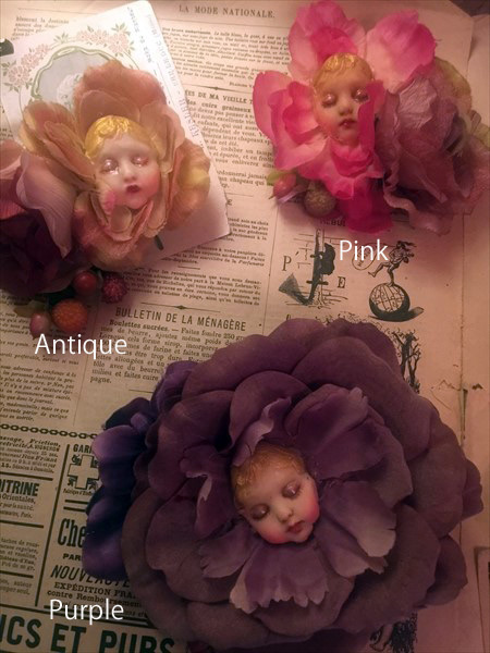 清水真理 人形 ブローチ Mari Shimizu 「お花ちゃんブローチ」 淑女