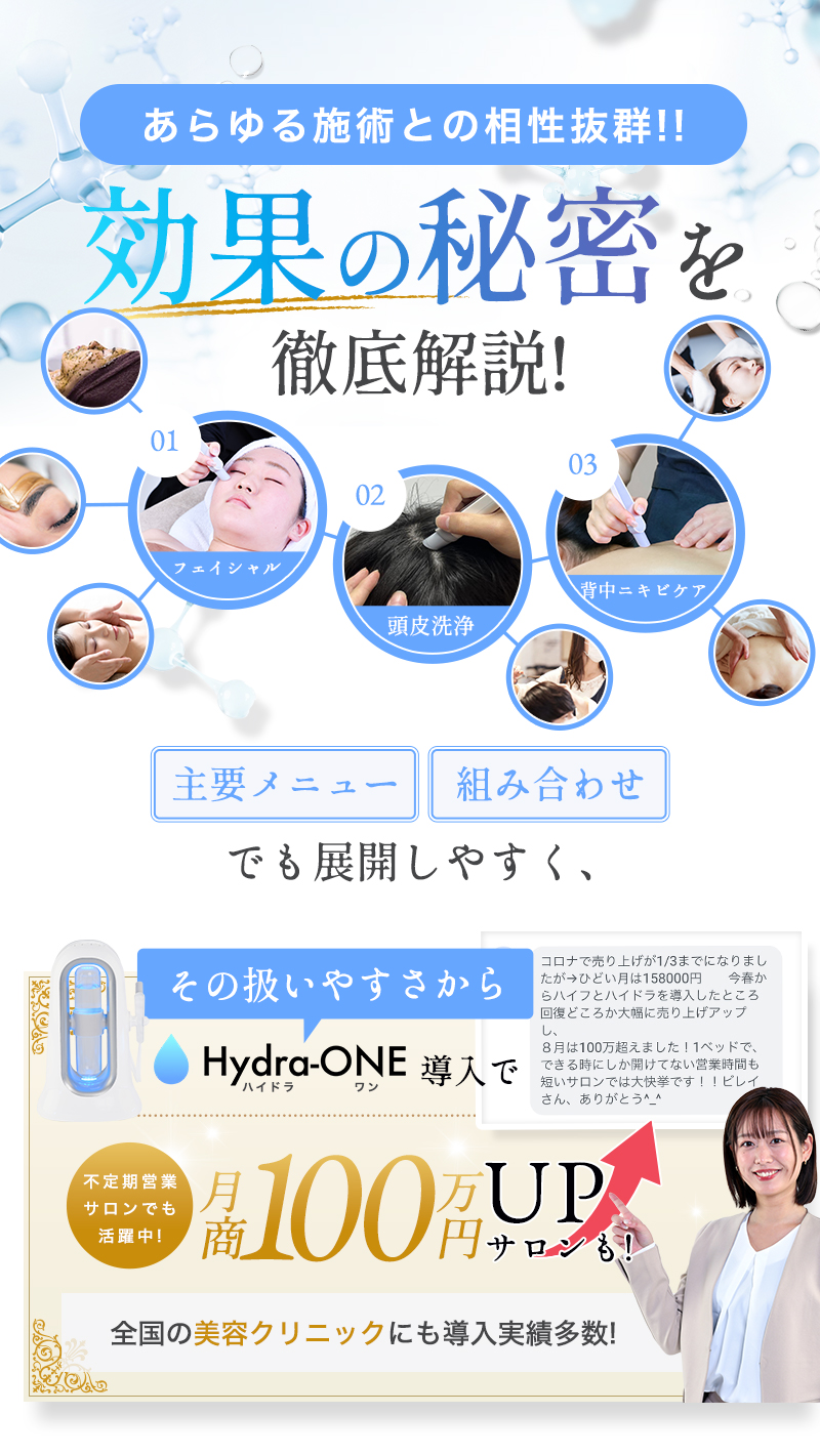 導入実績No. 1宣言！》業務用ハイドラ毛穴洗浄機のサブスク
