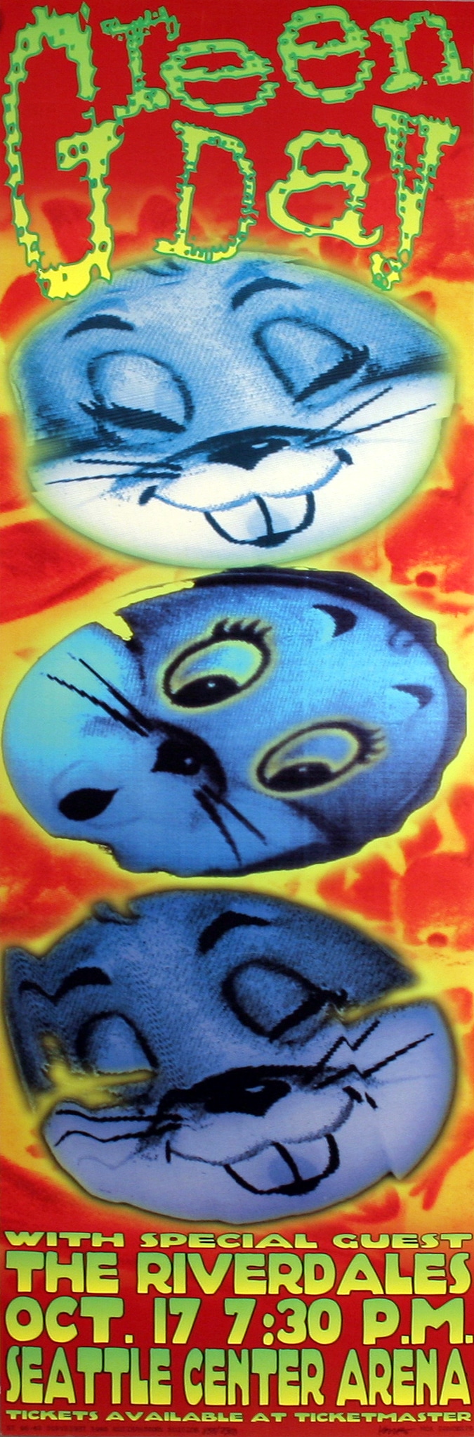 Green Day Concert Poster Seattle 1995 Frank Kozik | Visible Vibrations