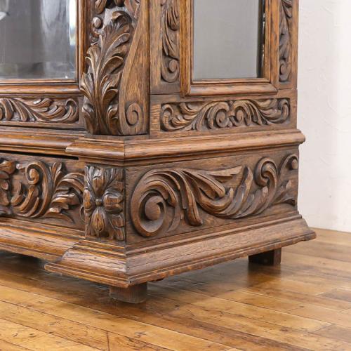 フレンチアンティーク ガラスショーケース オーク材 v_64508