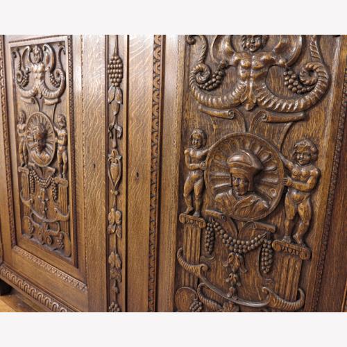 イタリアアンティーク キャビネット 収納棚 オーク材 v_63112