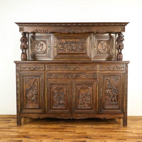 フレンチアンティーク キャビネット サイドボード 収納家具 オーク材