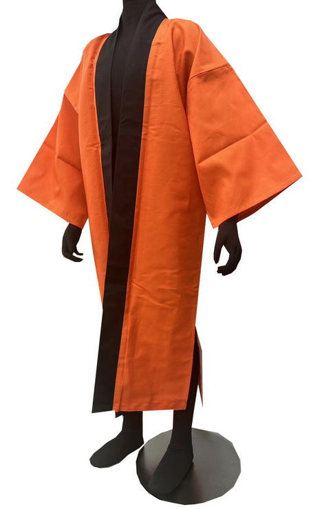 長法被の既製品が安い【3129】オレンジ無地のロング法被を激安通販【和