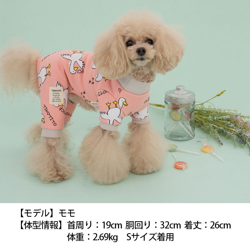 アヒルさん柄オールインワン XS/S/M/L/XL/XXL TINOTITO -ティノ