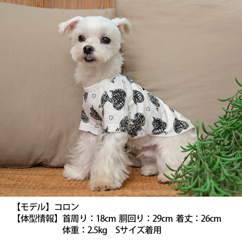 ハートプリントTシャツ XS/S/M/L/XL/XXL TINOTITO -ティノティート- 犬