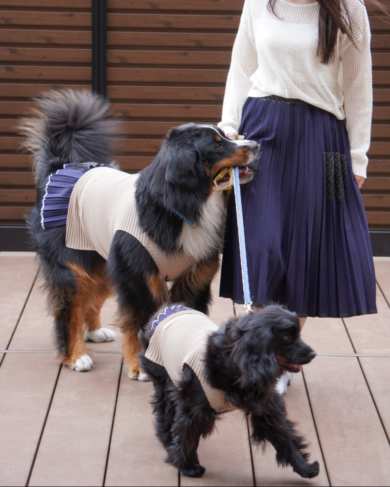 犬服 ドッグウェア リネン風ポケット付き着せ替えプリーツスカート dog