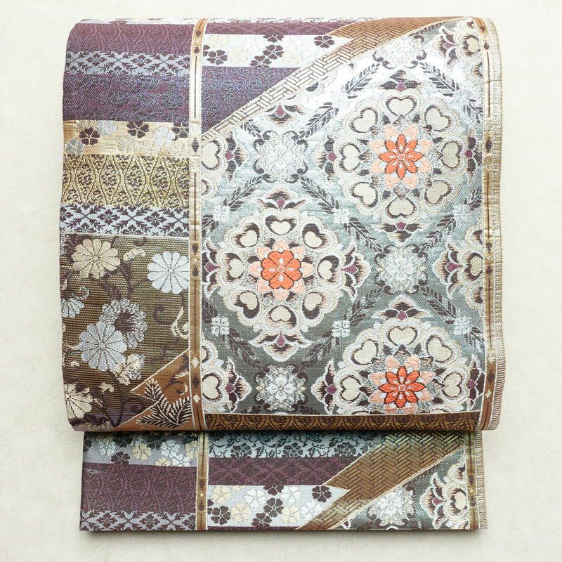 袋帯 六通柄 良品 フォーマル用 正絹 古典柄 箔 帯 金・銀 | 六通柄