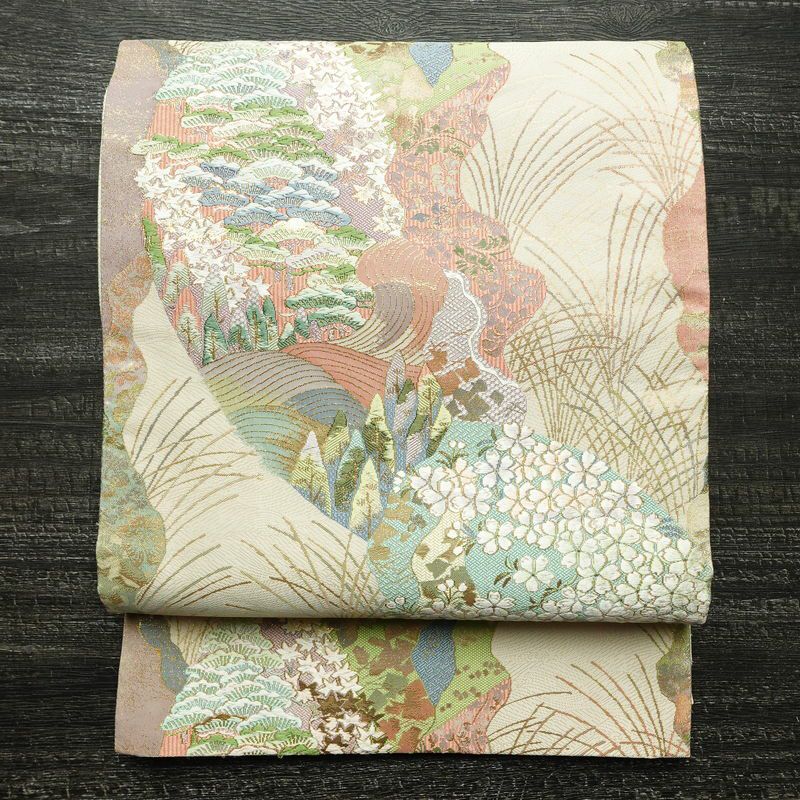 V9989 ○高級 正絹 唐織 六通 袋帯 華文 花文 BAAU7869hv ファッション