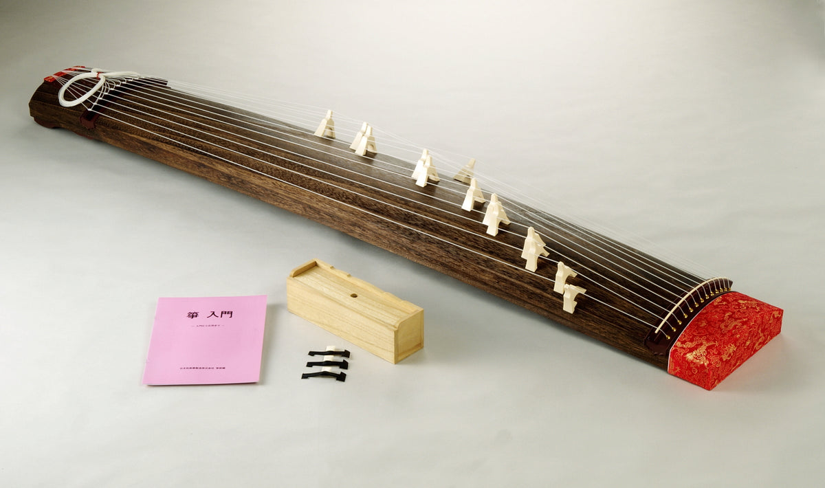 ミニ琴 全長約42cm 短琴 和楽器 13弦 お筝 お琴 お琴の手引き 爪付き
