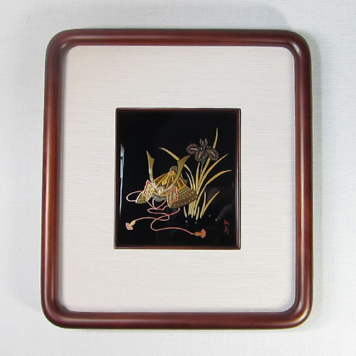 石川県能登 特産輪島塗漆額『龍』欄間額桐箱付