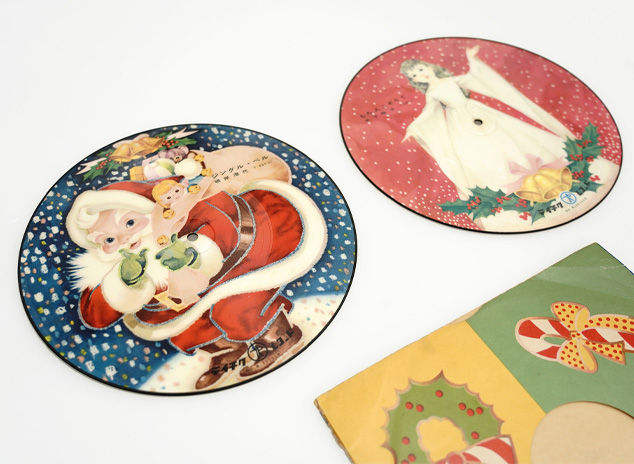 飾り物 少年少女画 昭和レトロ アンティーク レコード盤 クリスマス