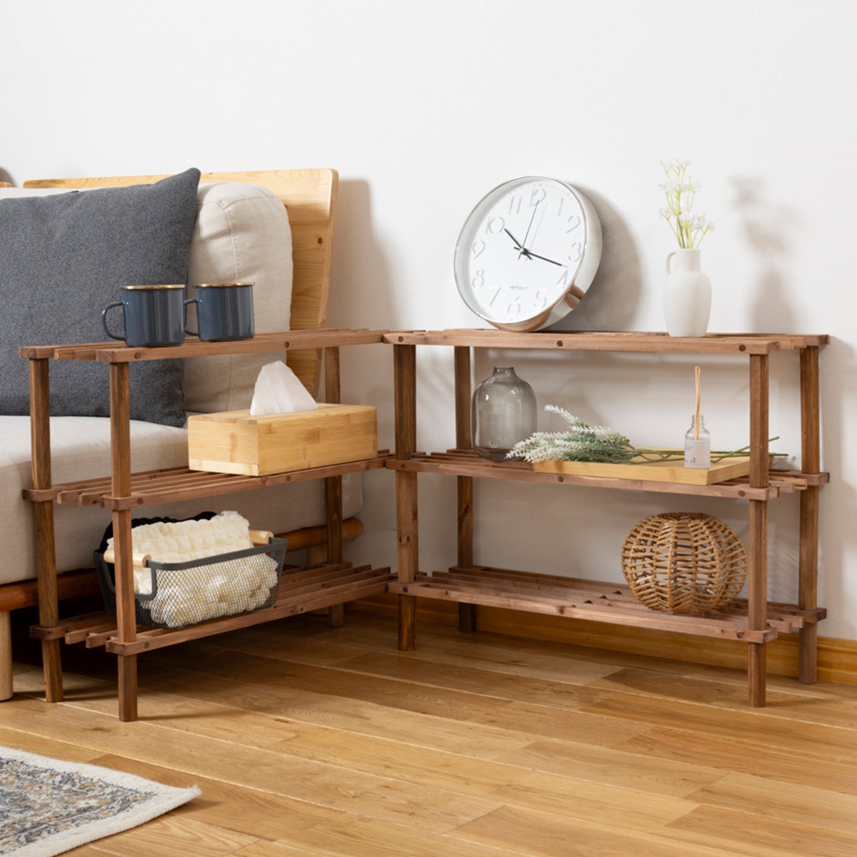 木製 キッチン収納 作家さん作品 家電収納 3段シェルフ ラック