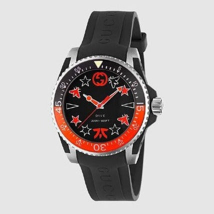 Gucci Dive Limited Edition Black Dial Black Rubber Strap Unisex Watch