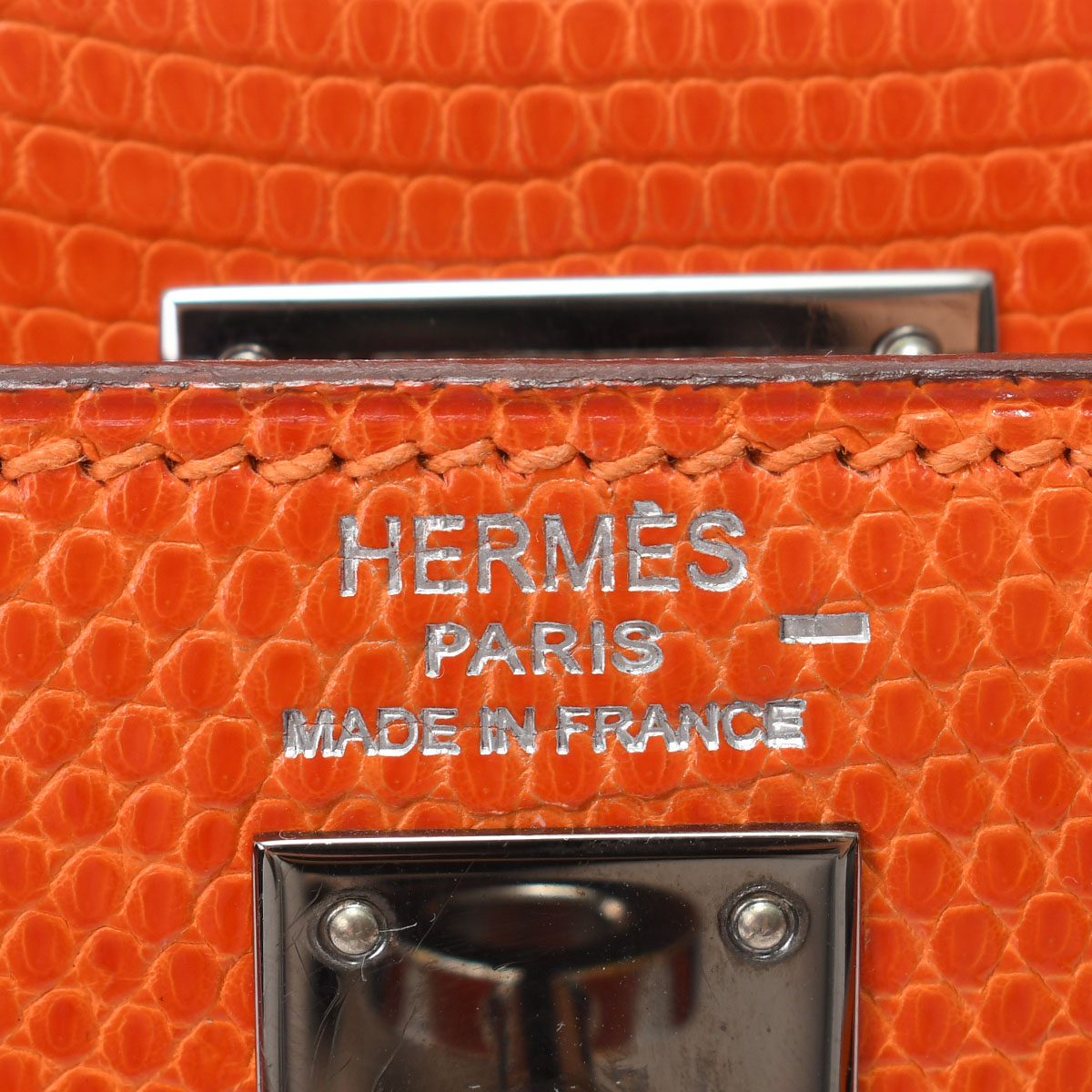 エルメス / HERMES ケリー 25 外縫い オレンジ/ルテニウム金具