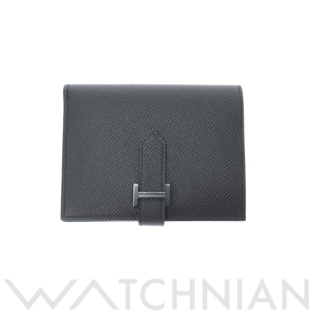 エルメス ベアンコンパクト 二つ折り財布 エプソン ブラック シルバー