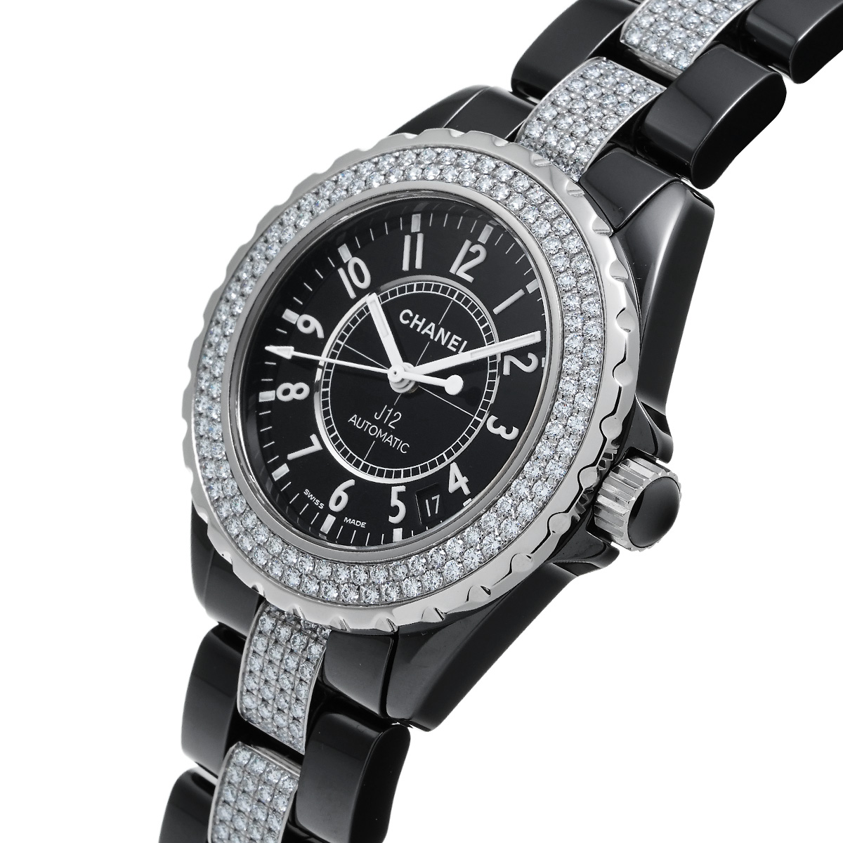 シャネル / CHANEL J12 38MM H1339 ブラックラッカー メンズ 時計