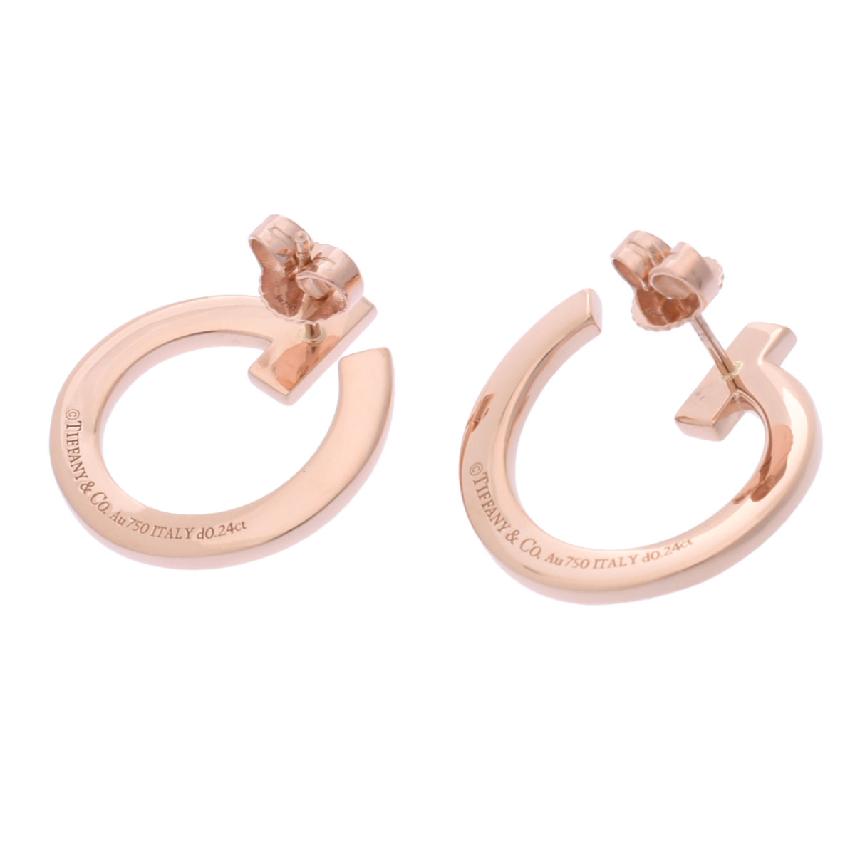 ティファニー Tワン オープン フープ ピアス ゴールド 68408105 K18