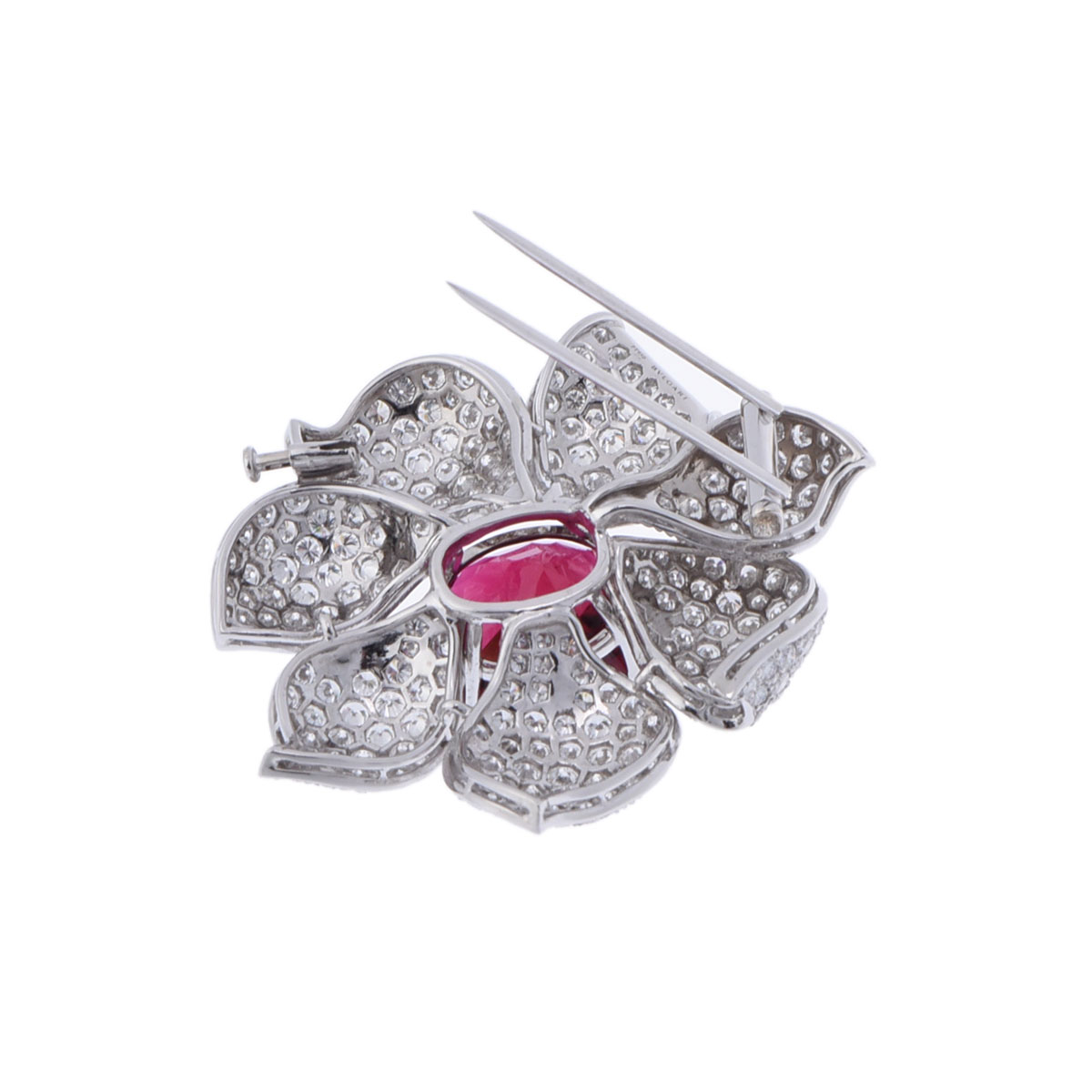 特注品 pt950翡翠ダイヤブローチ アンティーク帯留からのリメイク