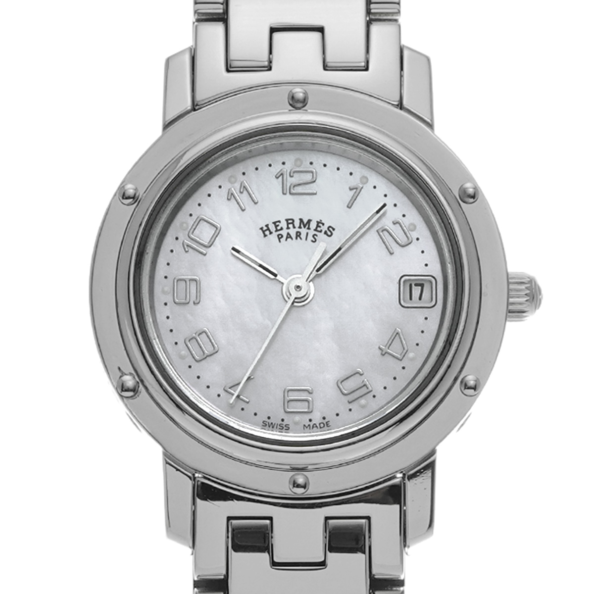 エルメス クリッパー ナクレ CL4.210 ホワイトシェル レディース 時計