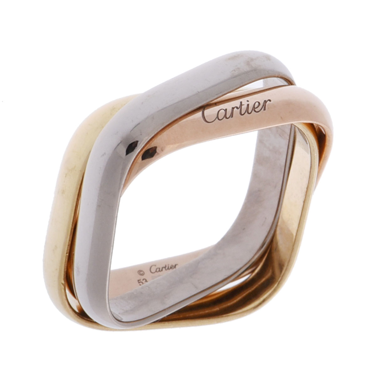 カルティエ ゴールドシルバー二重リング ダブルリング】カルティエ限定