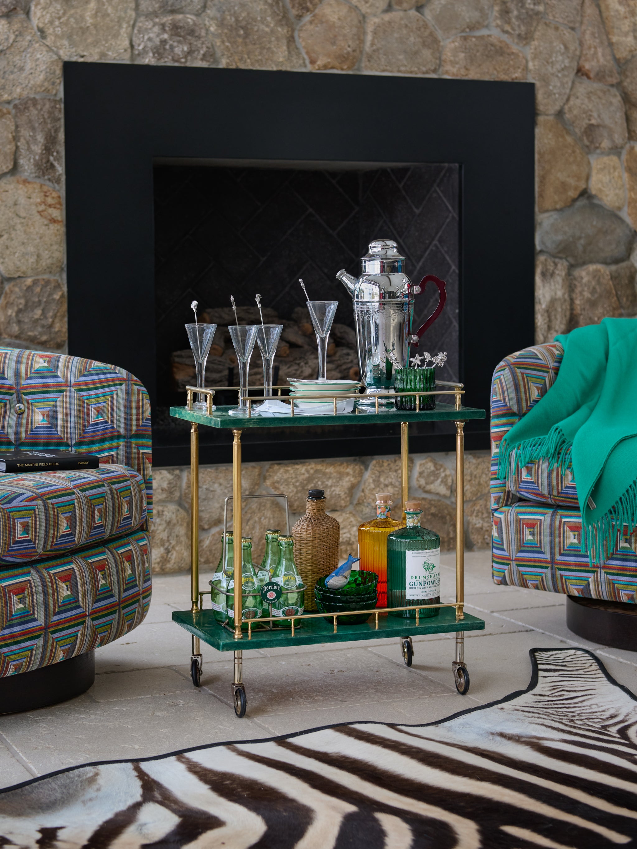 Vintage 1960s Aldo Tura Green Bar Cart | Furniture | Weston Table