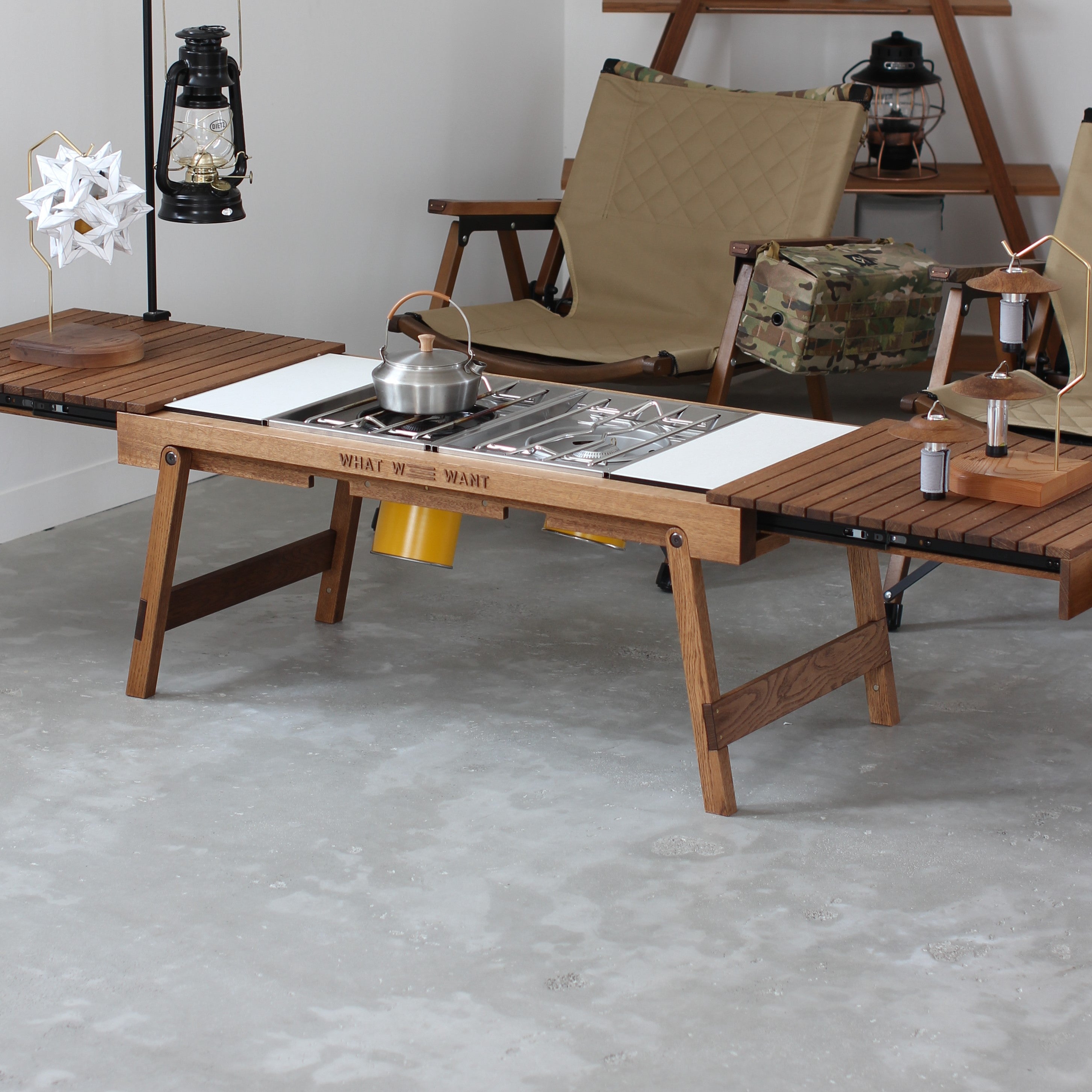 what we want エクステンションテーブル ナラ ケース付き