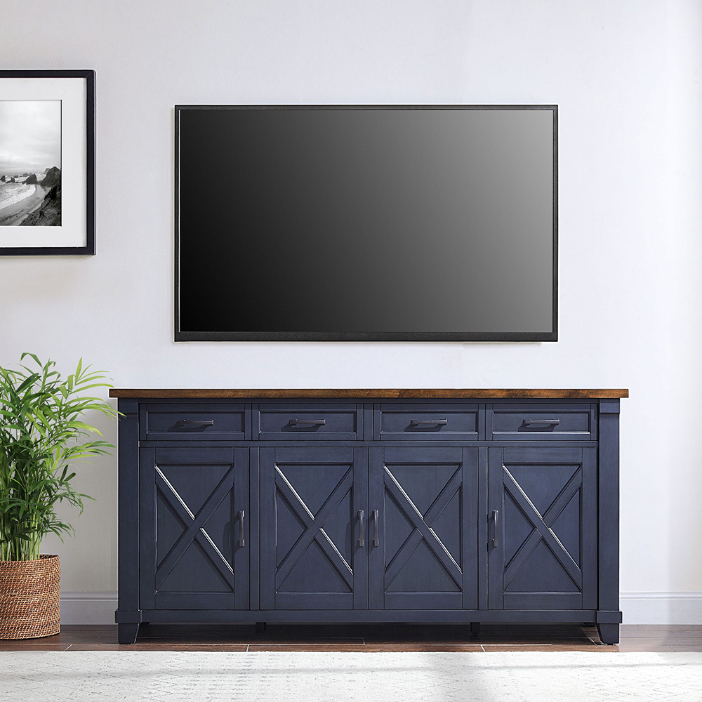 Livingston 70in Deep Blue TV Console | Whalen Furniture