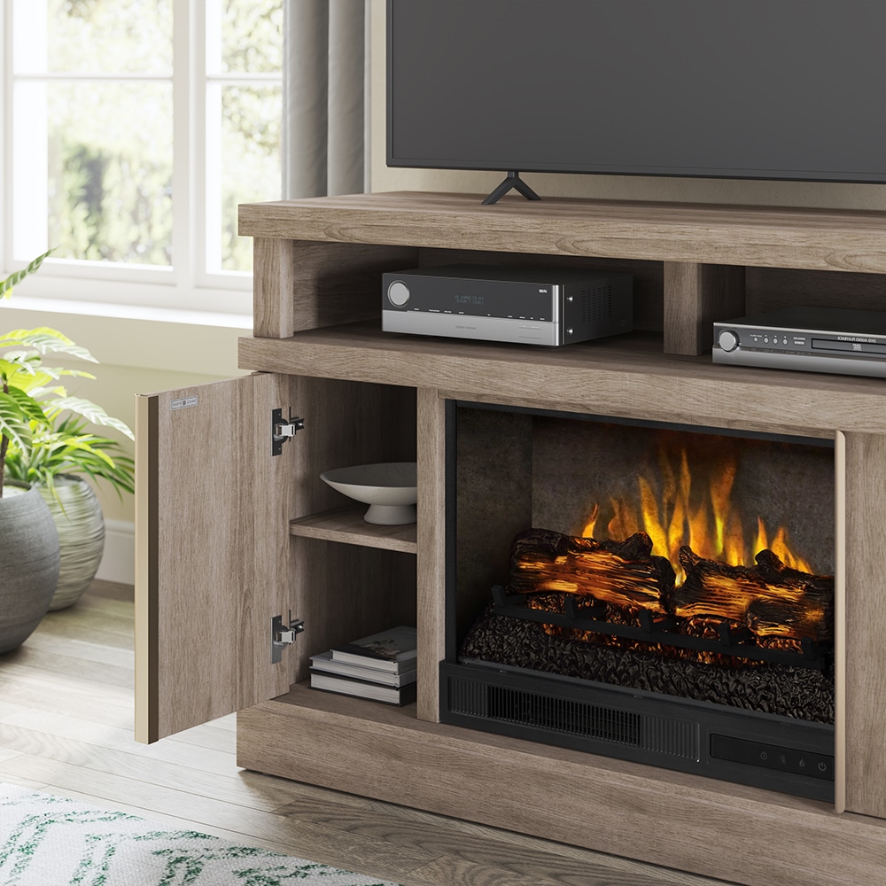 Meyerson 48in Natural Camel Ash Fireplace Console | Whalen Furniture