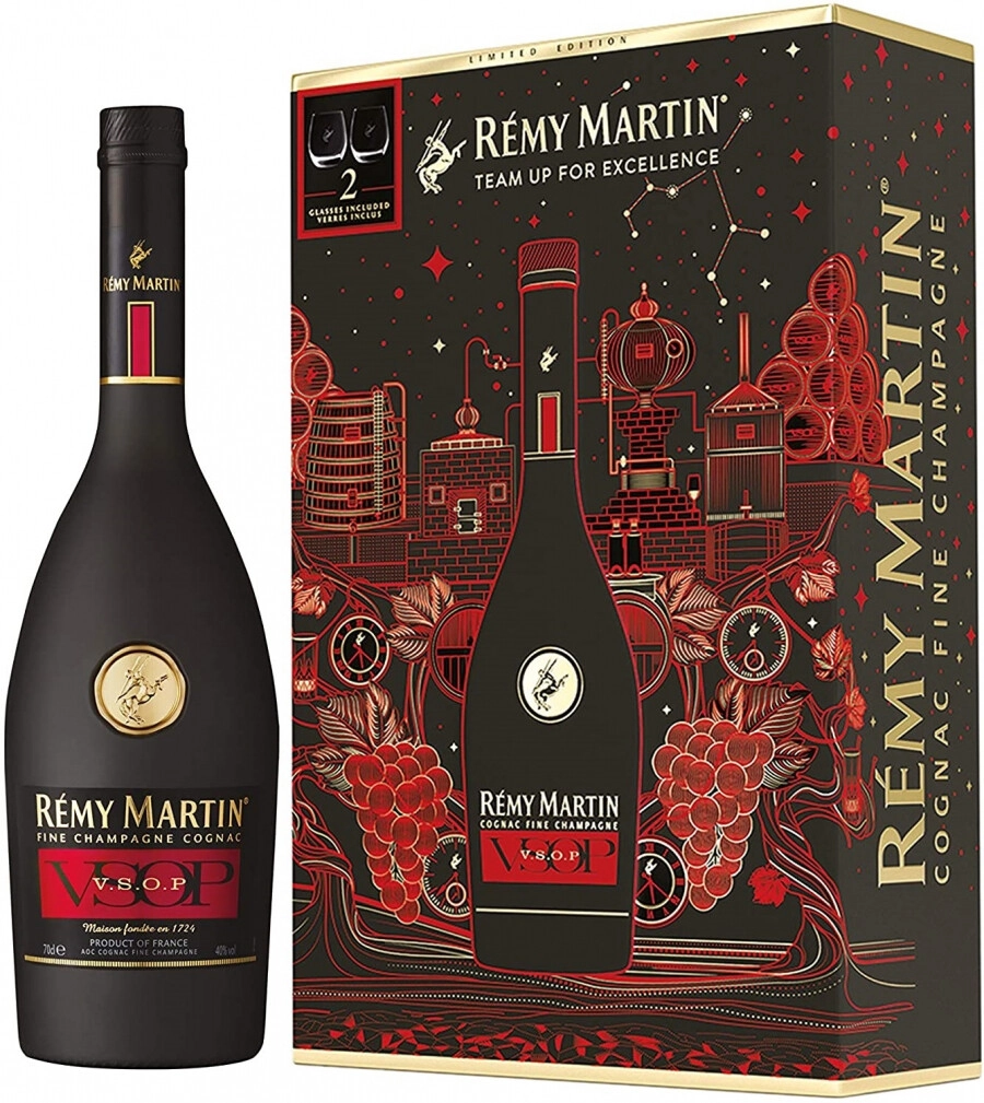 Cognac Remy Martin VSOP, with box and two glasses, 700 ml Remy