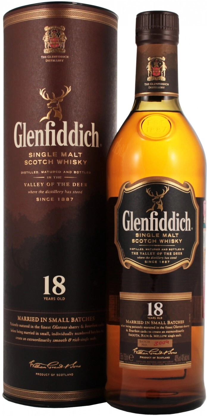 Whisky Glenfiddich 18 Years Old, in tube, 750 ml Glenfiddich 18