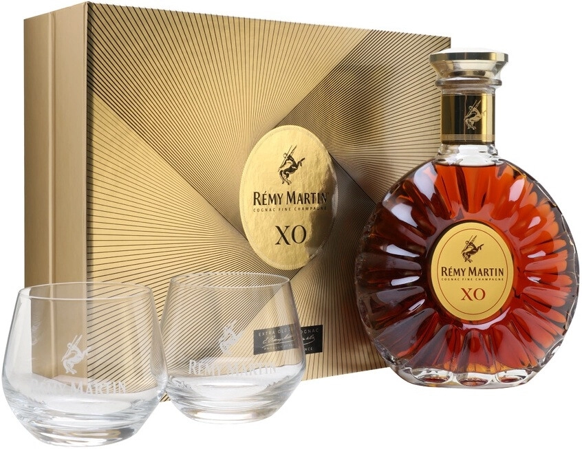 Set Remy Martin XO, gift box with two glasses Remy Martin XO, gift
