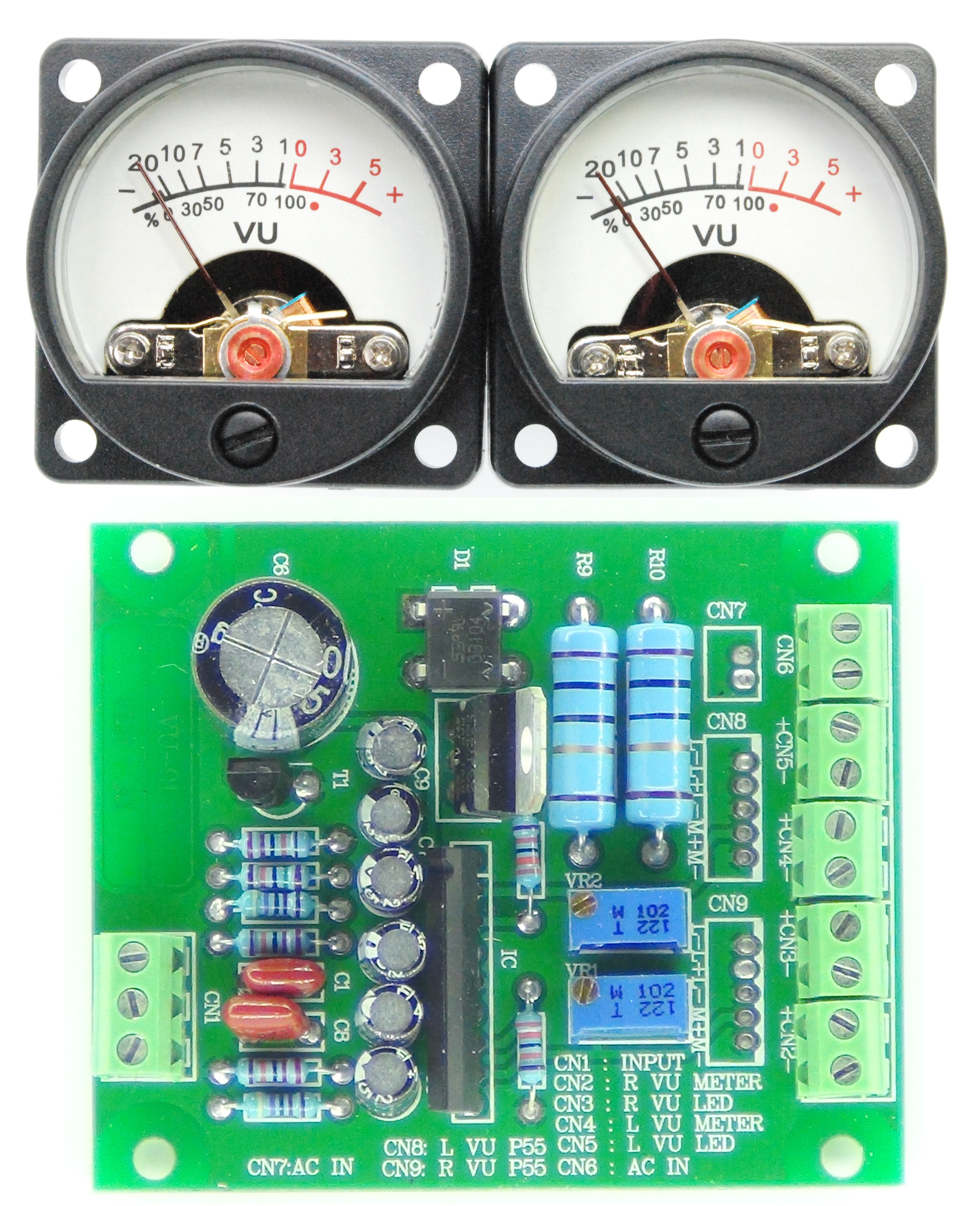自作 ステレオVUメーター24号機 VUメーター組み込みキット 丸型