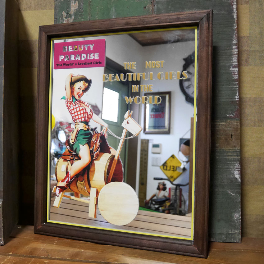 レトロなコカコーラ・パブミラー／インテリア・鏡・アンティーク