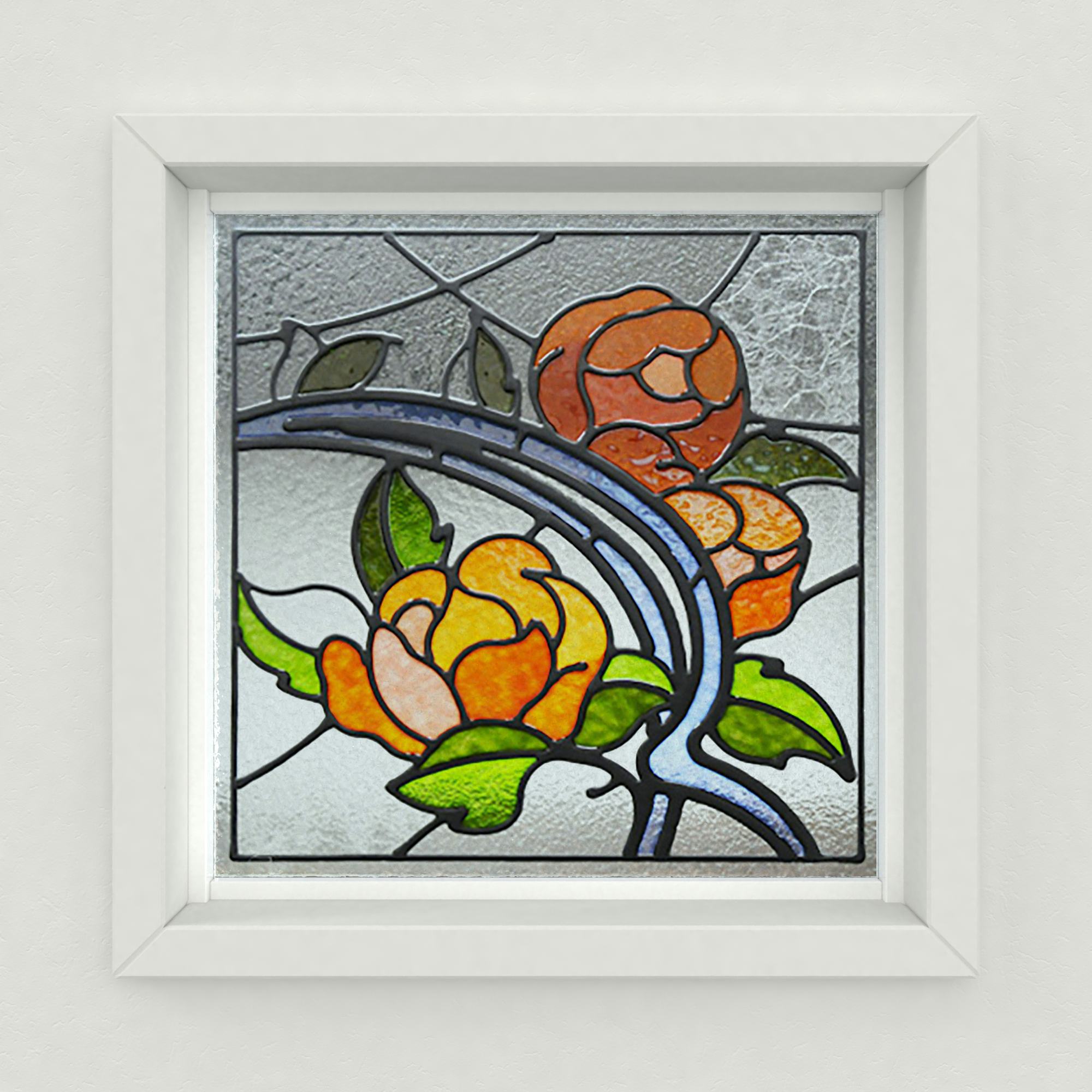 ステンドグラス風装飾ガラス(スクウェア) OG403｜オーダーガラス板.com