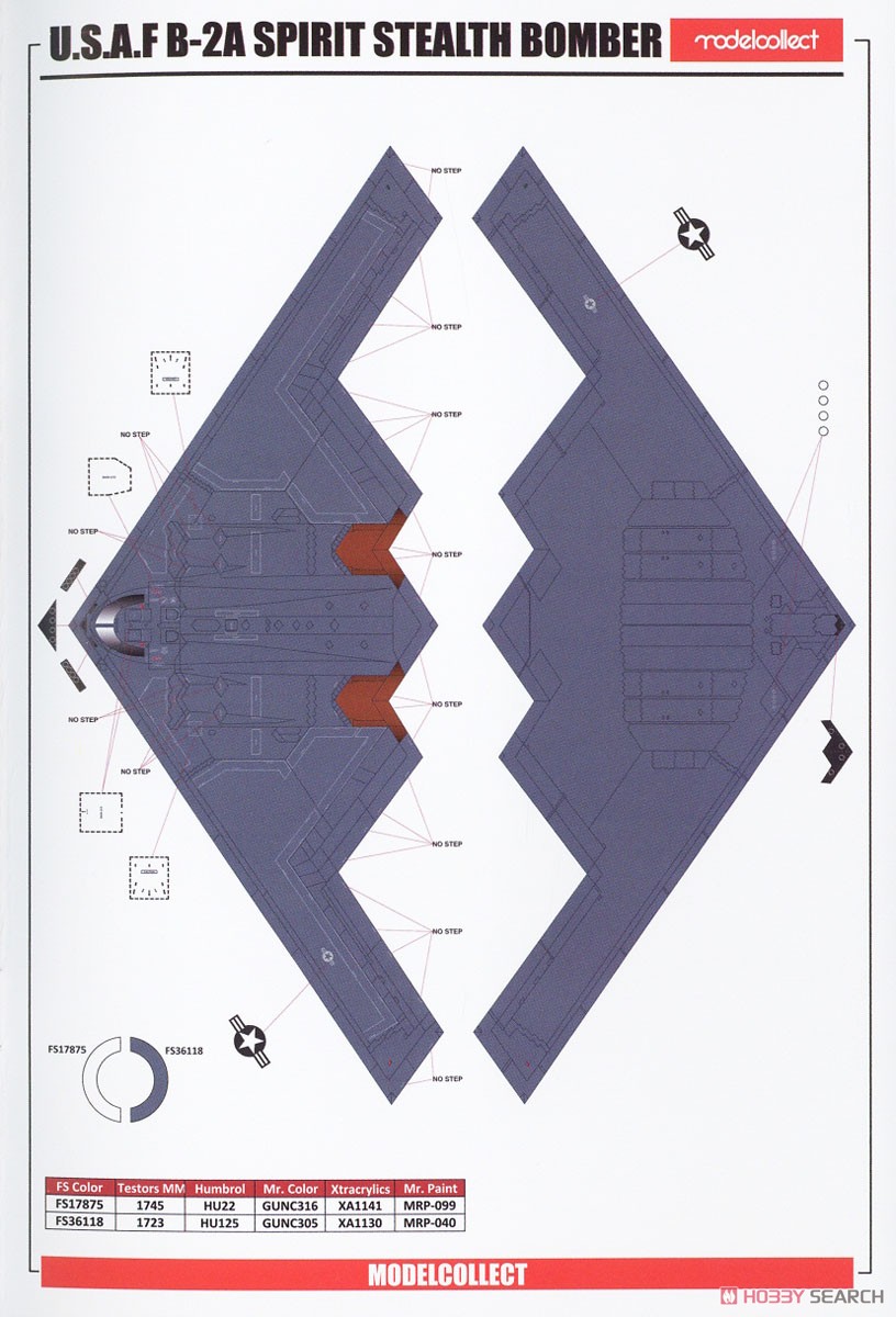 USAF B-2A Spirit Stealth Bomber With AGM-158 Missile (Plastic