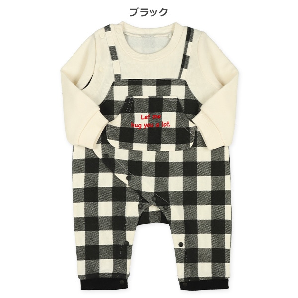 裏起毛チェック吊り風長袖ロンパース | 西松屋オンラインストア