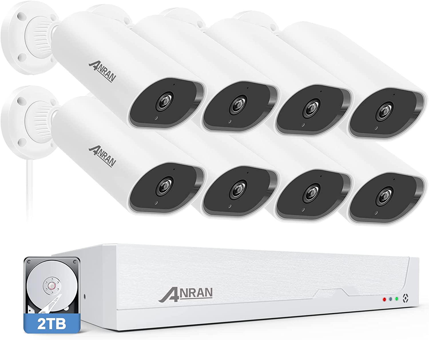 ANRAN 防犯カメラ poe防犯カメラ 8台 1920P 8CHレコーダー 防犯カメラ