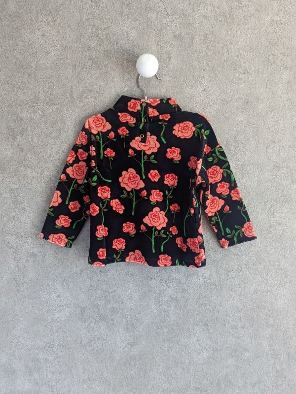 mini rodini Roses Velour Sweater ブラック