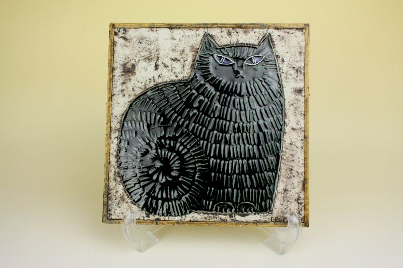 希少 Lisa Larsonリサ ラーソン UNIK Katt 猫 ブルー 陶版 希少 Lisa