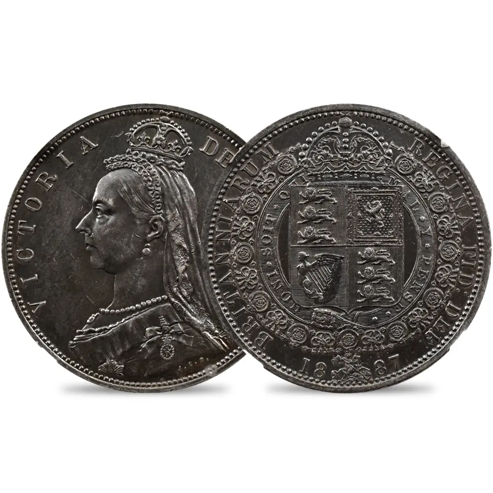 1887年英国 ジュベリーヘッド ビクトリア女王 フローリン銀貨 1637